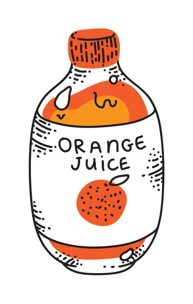 Jus d'orange en bouteille plastique isolé sur blanc — Image vectorielle