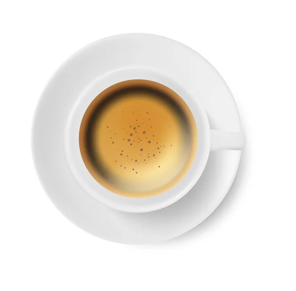 Чашка кофе сверху изолированы на белом фоне — стоковый вектор