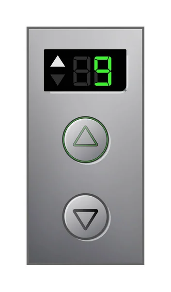 Výtah panel s tlačítkem se šipkou a digitální obrazovkou — Stockový vektor