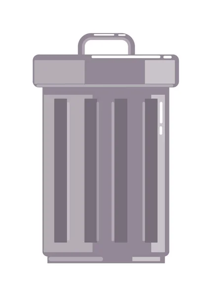 Closed metal waste disposal can with lid isolated — Stock Vector