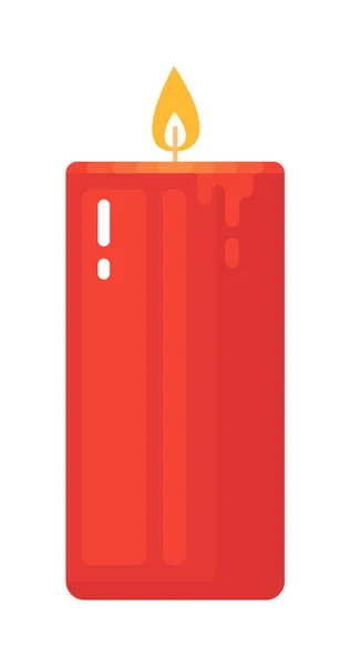 Vela de cera ardiente roja Decoración de la fiesta de Navidad — Vector de stock