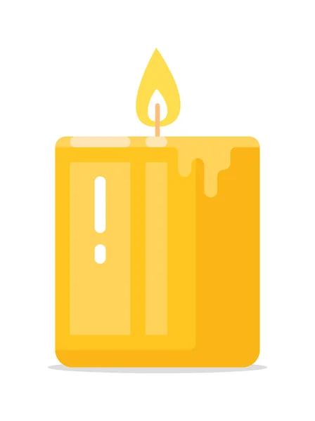 Yellow burning wax candle celebration decoration — Stock Vector