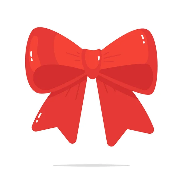 Red ribbon bow Christmas decoration isolated — Stock Vector