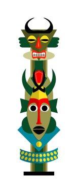 Beyaz boynuzlu maskeli kabile totemi