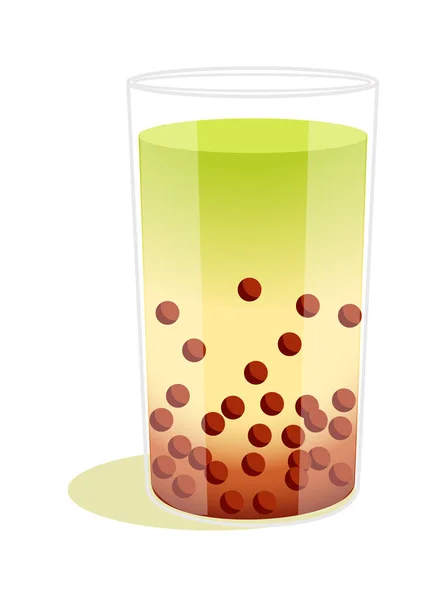 Matcha latte bubble milk tea glass isolated on white — Stock Vector