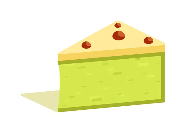 Matcha zöld tea sajttorta elszigetelt fehér — Stock Vector