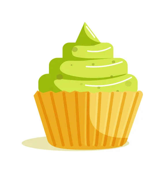 Matcha zöld tea cupcake elszigetelt fehér háttér — Stock Vector
