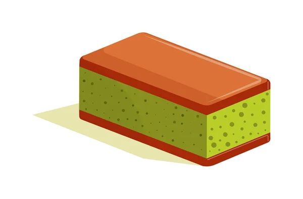 Pastel de esponja con adición de té verde matcha aislado — Vector de stock