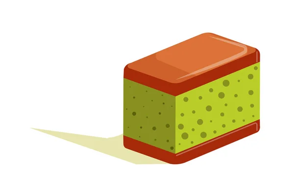 Pastel de castella de esponja de té verde Matcha con glaseado de chocolate — Vector de stock