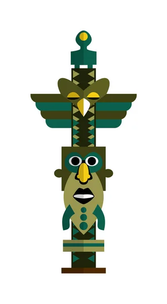 Polynéský kmenový totem pól izolovaný na bílém — Stockový vektor