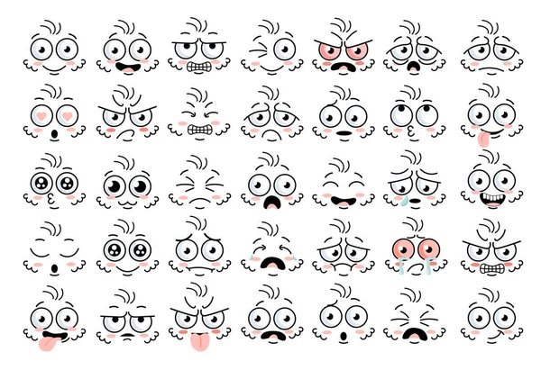 Funny face eye parts with expressions emotion — Stock Vector