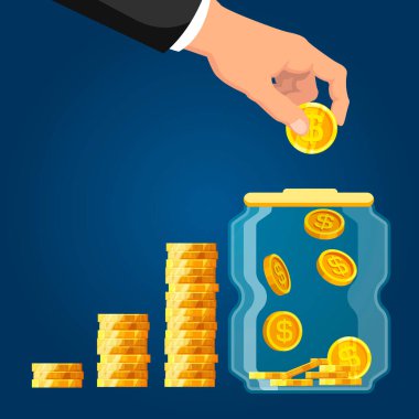 Depozito hesabı. İşadamı eli para koyuyor