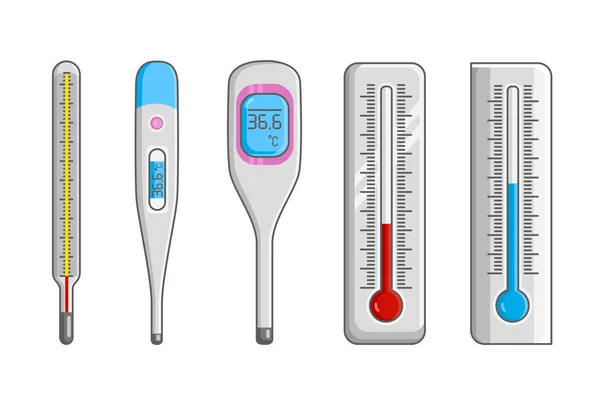 Klassieke kwik- en elektronische thermometers. — Stockvector