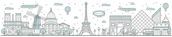 Skyline de París. Paisaje urbano en línea con edificio — Vector de stock