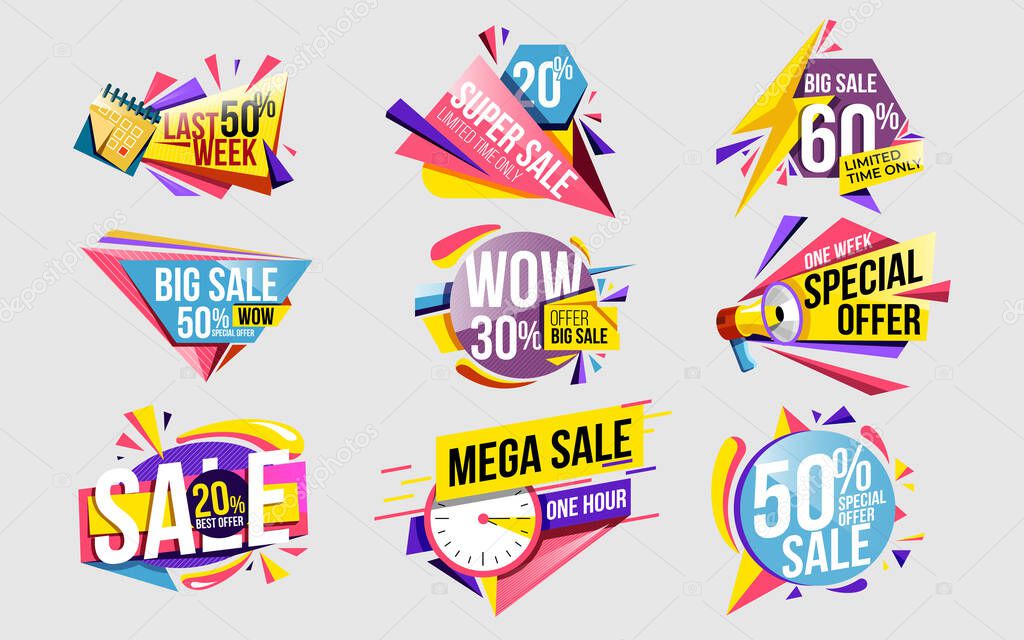 Discount sticker and price label set template