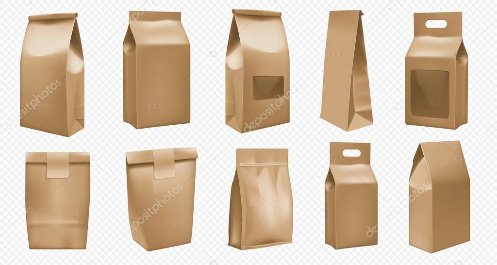 Food package template. White bag mockup