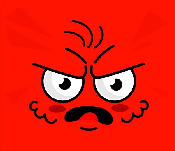 Angry emoticon. Red square angry face expression — Stock Vector