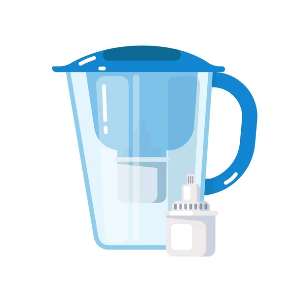 Jug with water filter mineral cartridge on white — Stock Illustration Jug with water filter mineral cartridge on white Royalty Free Stock Illustrations