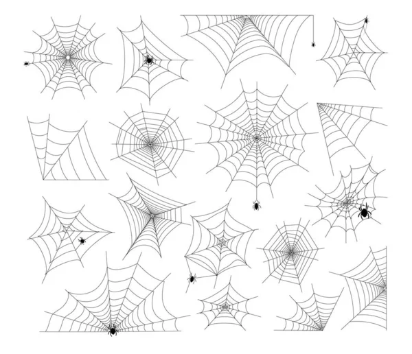 Cobweb y araña Halloween elemento aterrador conjunto — Archivo Imágenes Vectoriales