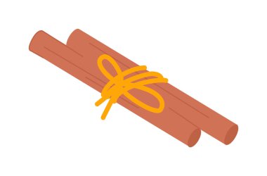 İple bağlanmış lezzetli tarçın çubuğu.