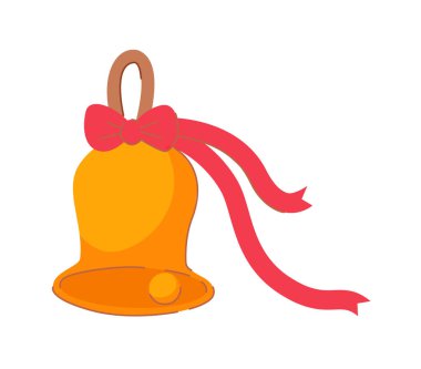 Beyaz şeritli karikatür Noel çanı.