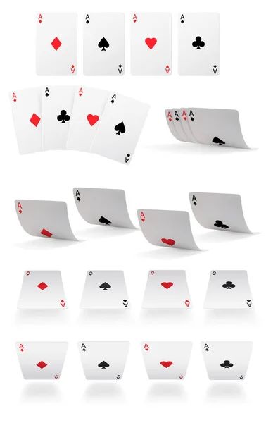 Casino Poker Ass Spielkarte fällt isoliert Satz — Stockvektor