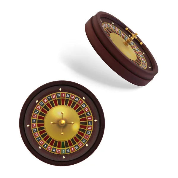 Rueda realista de ruleta de casino aislada sobre fondo blanco — Vector de stock