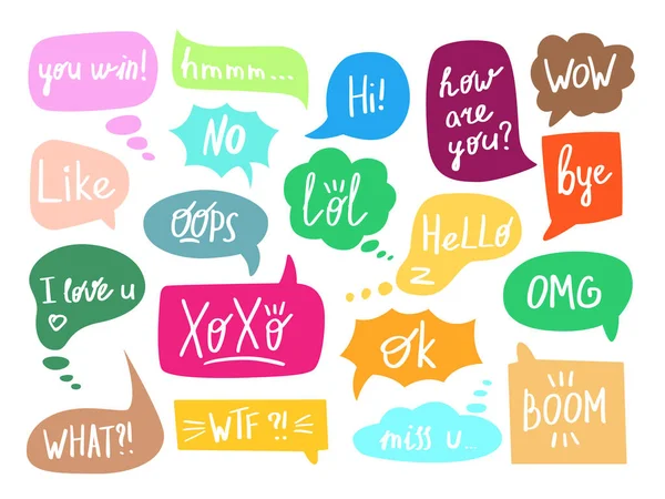 Chat speech bubble with phrase set isolated on white — Stock Vector