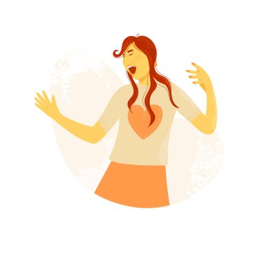 Heyecanlı duygusal kadın çığlık atıyor.