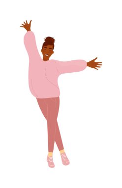 Kollarını açarak izole edilmiş neşeli bir kız.