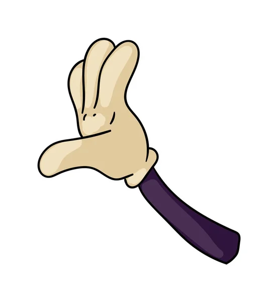Cartoon Hand Open Palm Stop Gebaar Geïsoleerd Wit — Stockvector