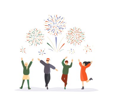 Mutlu insanlar Noel 'i kutluyor, yeni yılı beyazlar içinde.