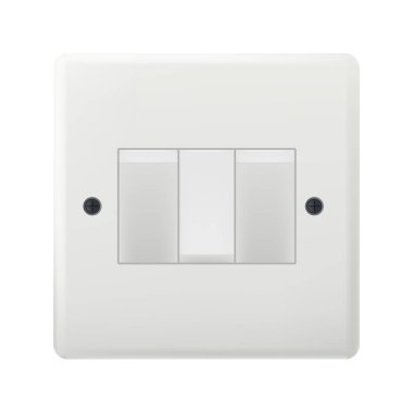 Beyaz arkaplanda izole edilmiş gerçekçi üçlü ışık düğmesi