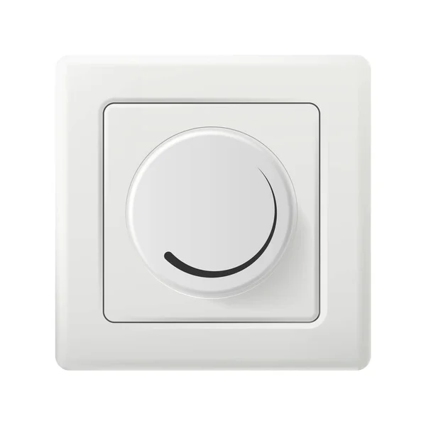 Roterande Elektrisk Dimmer Switch Isolerad Vit Bakgrund — Stock vektor