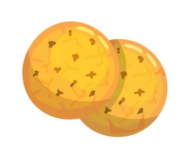 Beyaz arka planda bir çift taze yulaflı kurabiye.