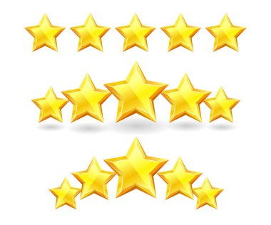 Parlak altın yıldız derecelendirme ödülü veya başarı oranı