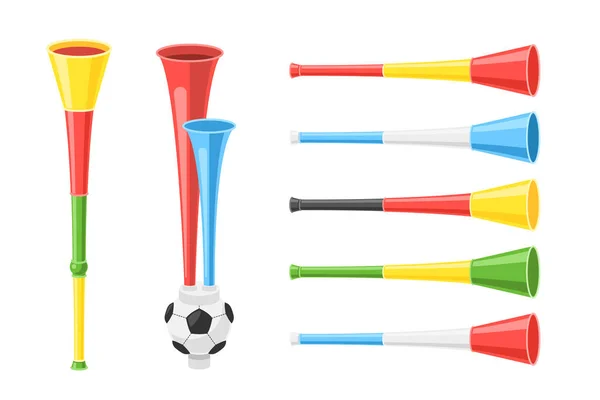 Fútbol trompeta fan de fútbol para el equipo de apoyo conjunto — Vector de stock