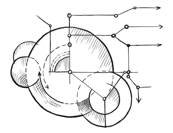 Esbozo del esquema de anteproyecto de geometría en blanco — Vector de stock