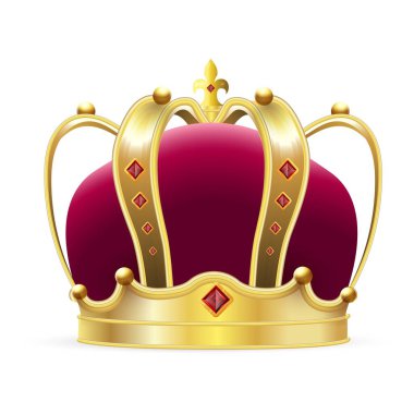 Kraliyet logosu. İzole edilmiş gerçek kraliyet altın tacı.