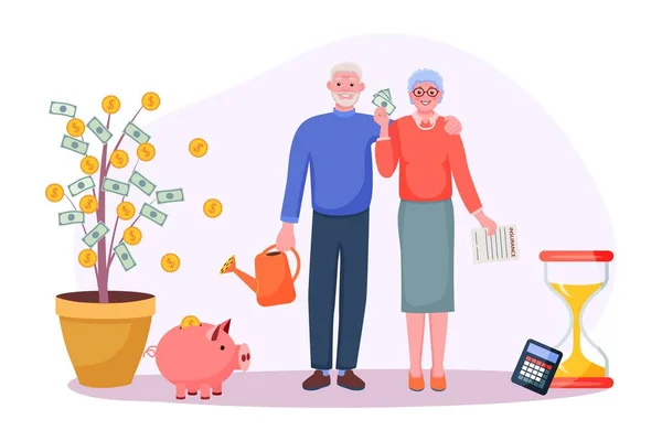 Пенсійні заощадження грошові інвестиції в пенсійний взаємний фонд — стоковий вектор