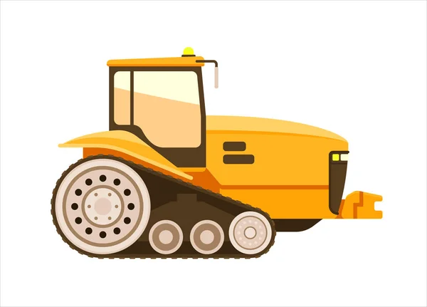 Tractor de oruga, cosechadora o combinador aislado en blanco — Vector de stock