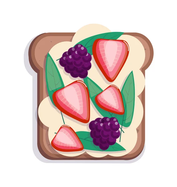 Sandwich aux fruits déjeuner nourriture isolée sur blanc — Image vectorielle