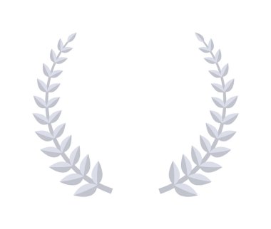 Gümüş defne yaprağı çelengi ödülü beyaza izole edildi