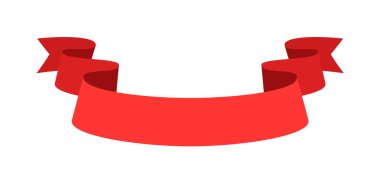 Beyaz arkaplanda kırmızı ipek dekoratif bant izole edildi