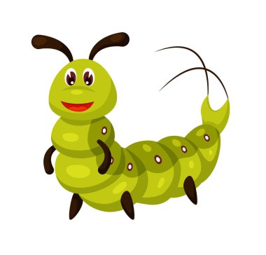 Beyaz arka planda izole edilmiş şirin çizgi film tırtılları.