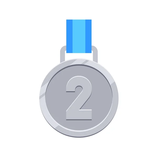 Médaille trophée d'argent pour la deuxième place isolée sur blanc — Image vectorielle