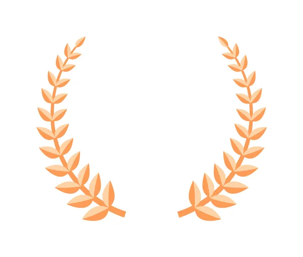 Premio corona di foglie di alloro bronzo isolato su bianco — Vettoriale Stock