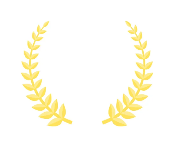 Couronne de feuille de laurier d'or prix isolé sur blanc — Image vectorielle