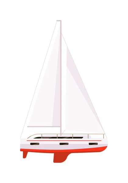 Barco con vela para regatas en blanco — Vector de stock