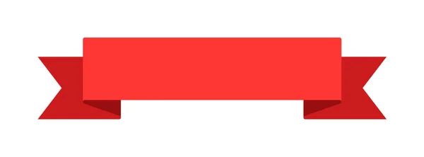 Ruban de bannière rouge courbé motif vectoriel plat sur blanc — Image vectorielle